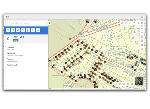 Die georeferenzierte Darstellung des Netzes auf einer Karte zur Visualisierung und genaueren Planungsdurchführung.