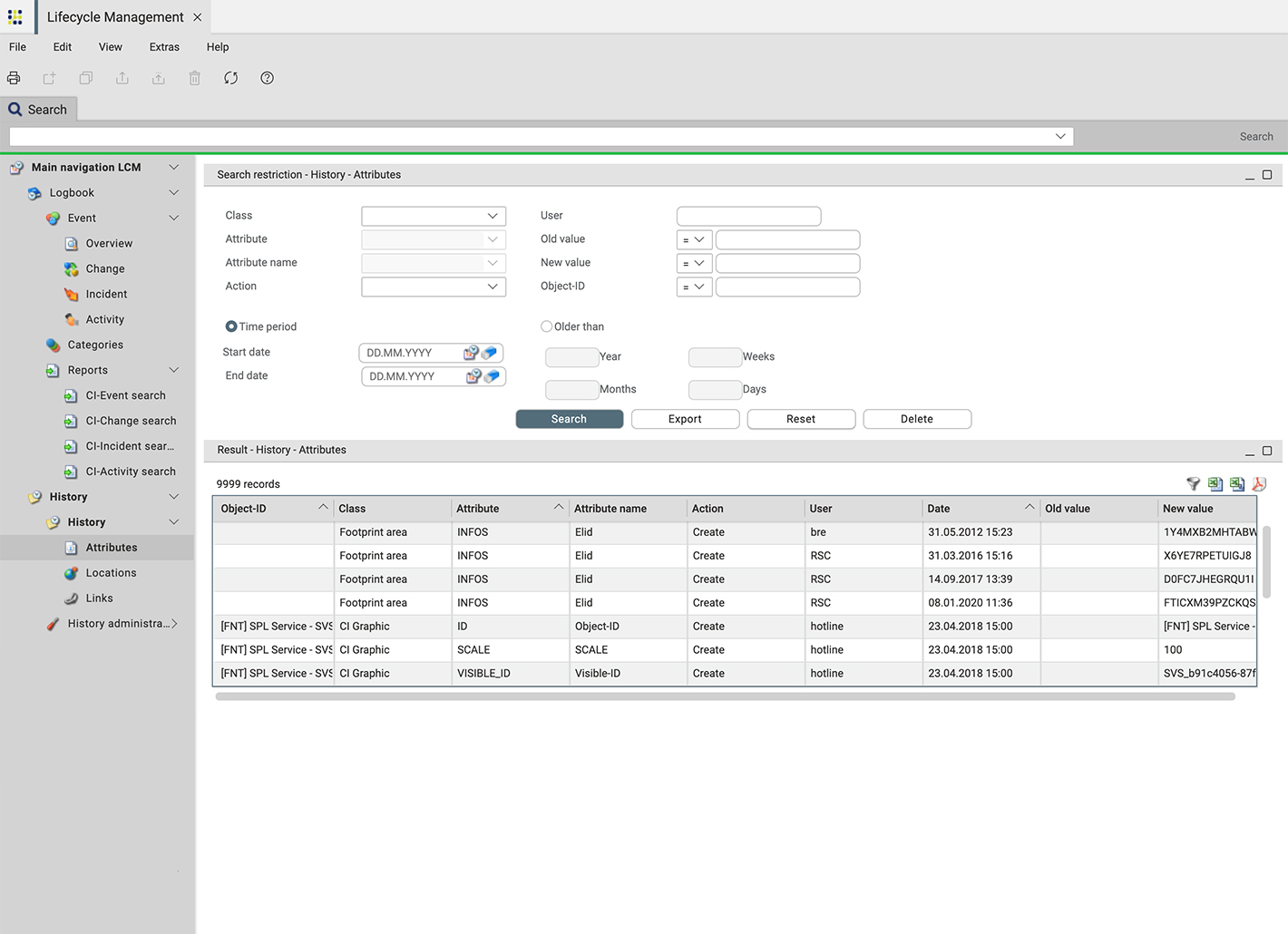 Screenshot des Lifecycle Managements in der DCIM-Software von FNT